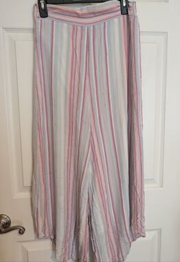 Blue Rain Pastel Blue and Pink Striped Wide-Leg Pants